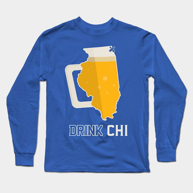 Drink CHI - Chicago Beer Shirt Long Sleeve T-Shirt by BentonParkPrints